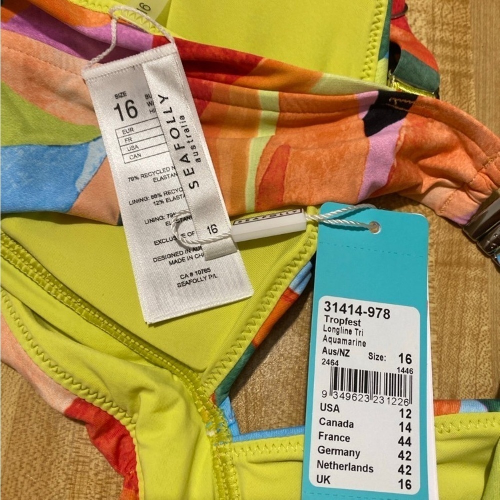 Seafolly Women's Tropfest Longline Triangle Bikini Top 12 - Picture 7 of 8